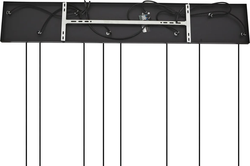 Lampada a sospensione Art Déco nera con vetro fumé 8 luci - Hanne