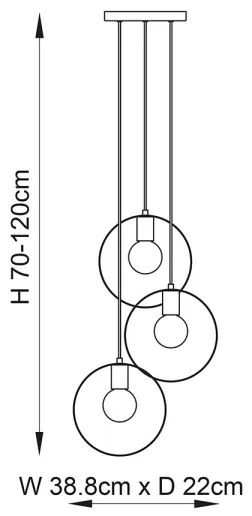 Endon 81922 - Lampadario a sospensione HOOP su cavo 3xE27/40W/230V dorato/ramato/cromo satinato