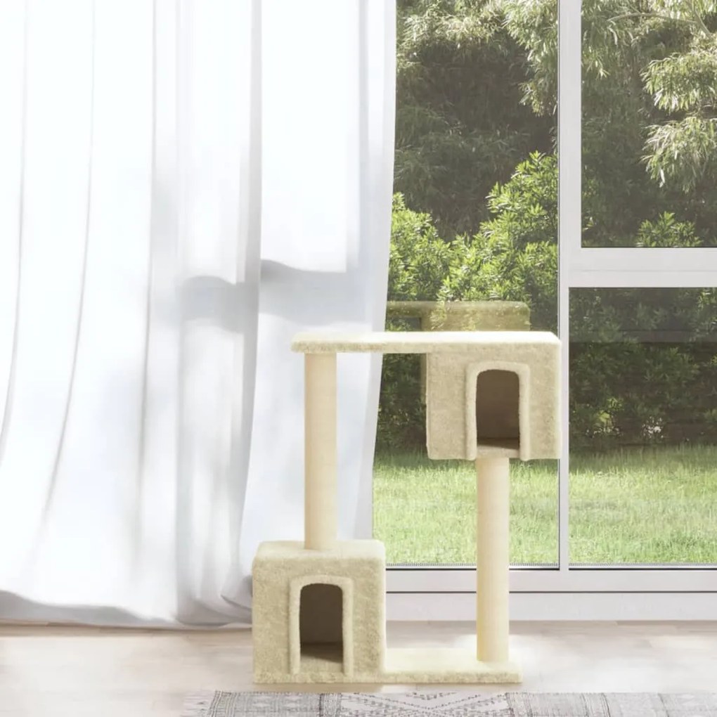 Albero per gatti con tiragraffi in sisal crema 60 cm