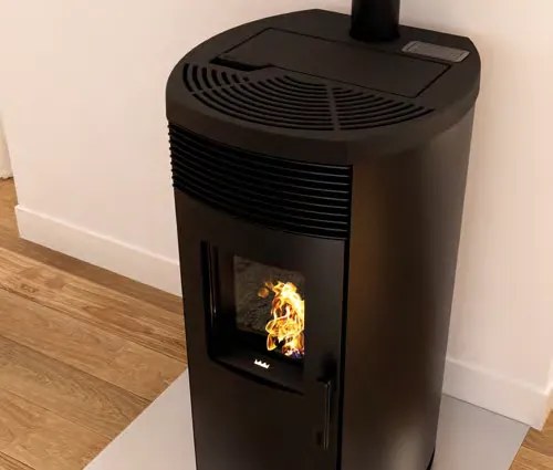 Stufa a pellet ad aria uscita fumi superiore 8kw serbatoio in acciaio nero Royal rondine air 80 us 808102521