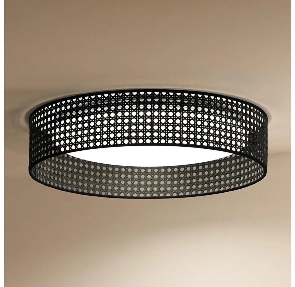 Duolla - Plafoniera LED ROLLER RATTAN LED/24W/230V diametro 45 cm nero