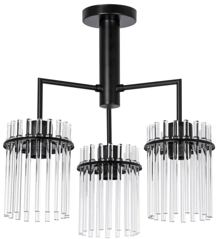 Lampadario a sospensione con supporto rigido 3xE27/60W/230V nero/limpido