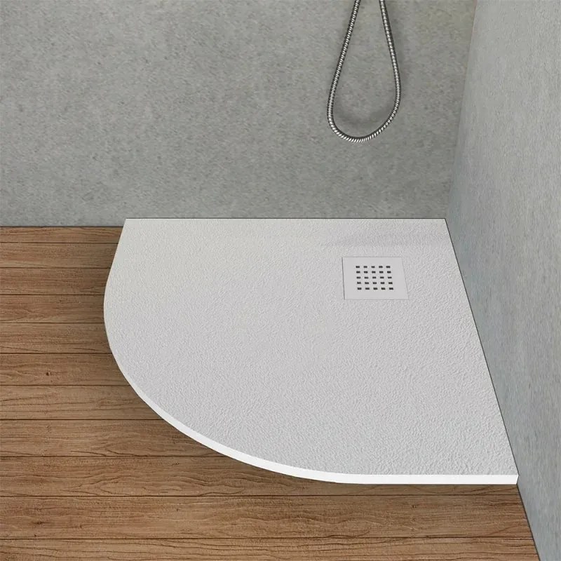Piatto doccia resina 80x80 semicircolare bianco pietra riducibile Loren