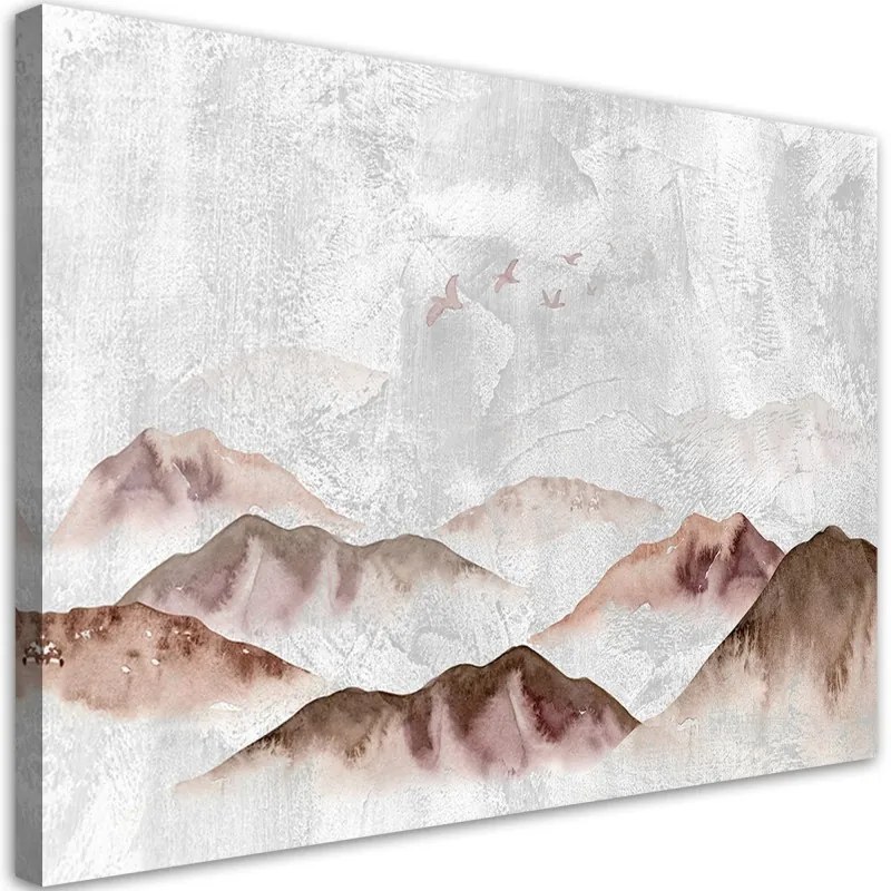 Quadro su tela, Uccelli sulle montagne  Dimensioni 100x70