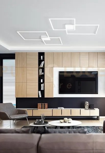 Plafoniera in alluminio colore bianco cross led 64w cct 3000k 4000k...
