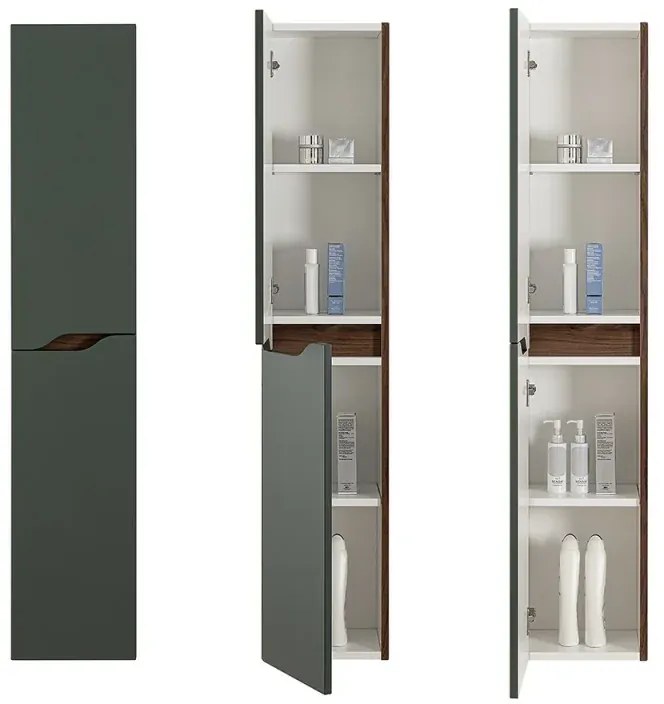 Colonna bagno sospesa 30x150 verde Maiori/Minori con ripiani interni