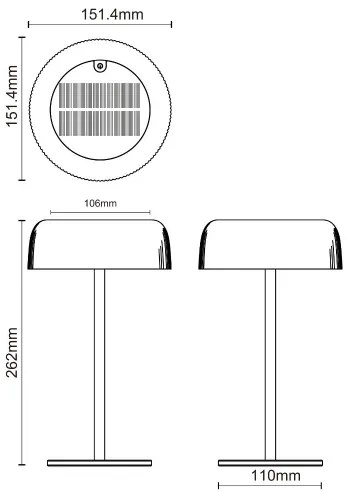 Zuma Line DT33111-LED Lampada solare ricaricabile dimmerabile BLUET LED/2,5W/2000 mAh IP44 nera