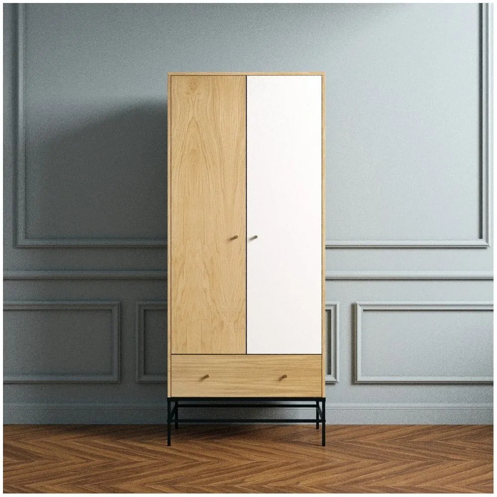 Armadio bianco in rovere 80x190 cm Flora - Woodman