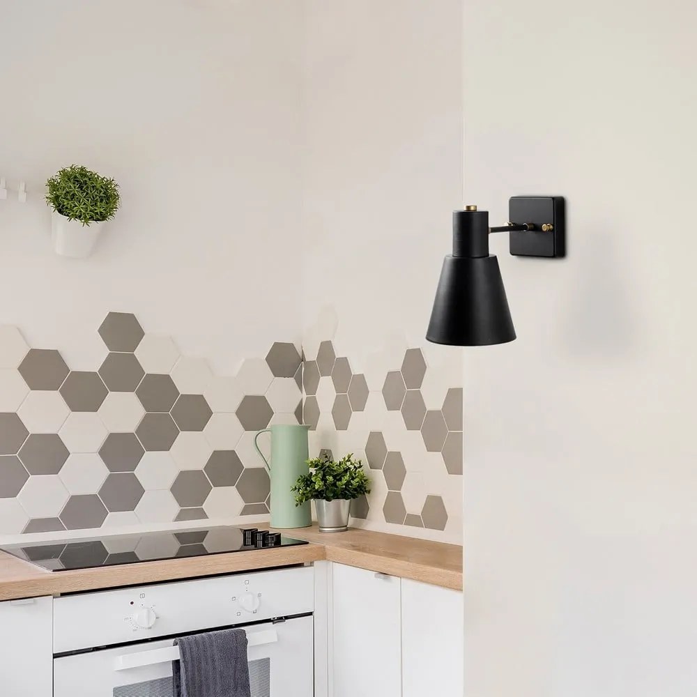 Lampada da parete in nero e oro ø 14 cm Funnel - Opviq lights