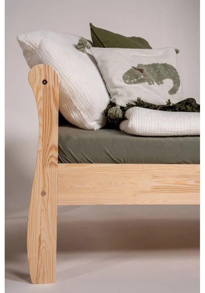 Letto da bambini di colore naturale in pino massiccio con rete inclusa 90x190 cm Roma – Adeko