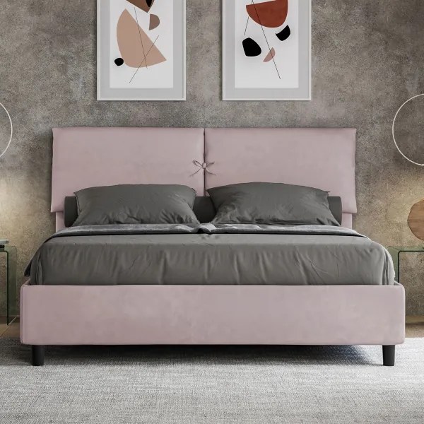 Letto contenitore da 160x190 in microfibra glicine Mados