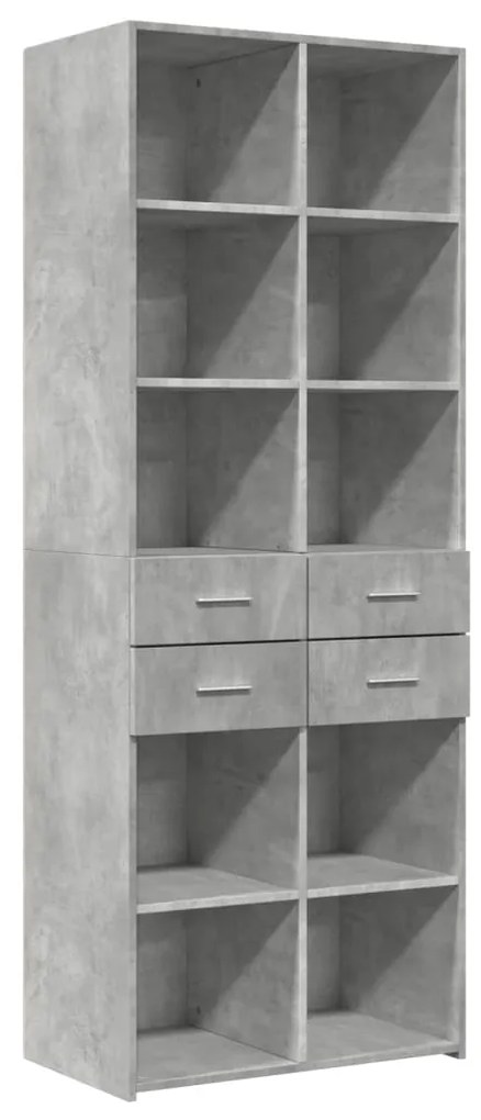 Credenza grigio cemento 70x42,5x185 cm in legno multistrato