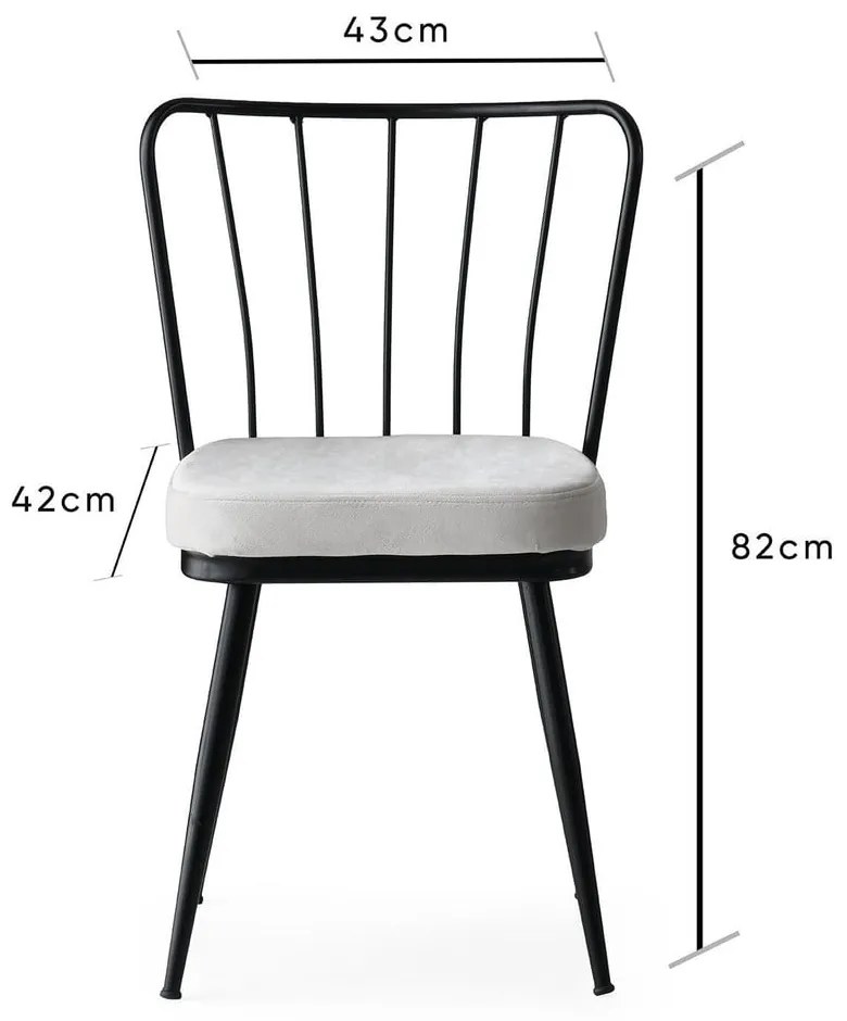 Set di 2 sedie da pranzo in metallo bianco-nero Yildiz - Kalune Design