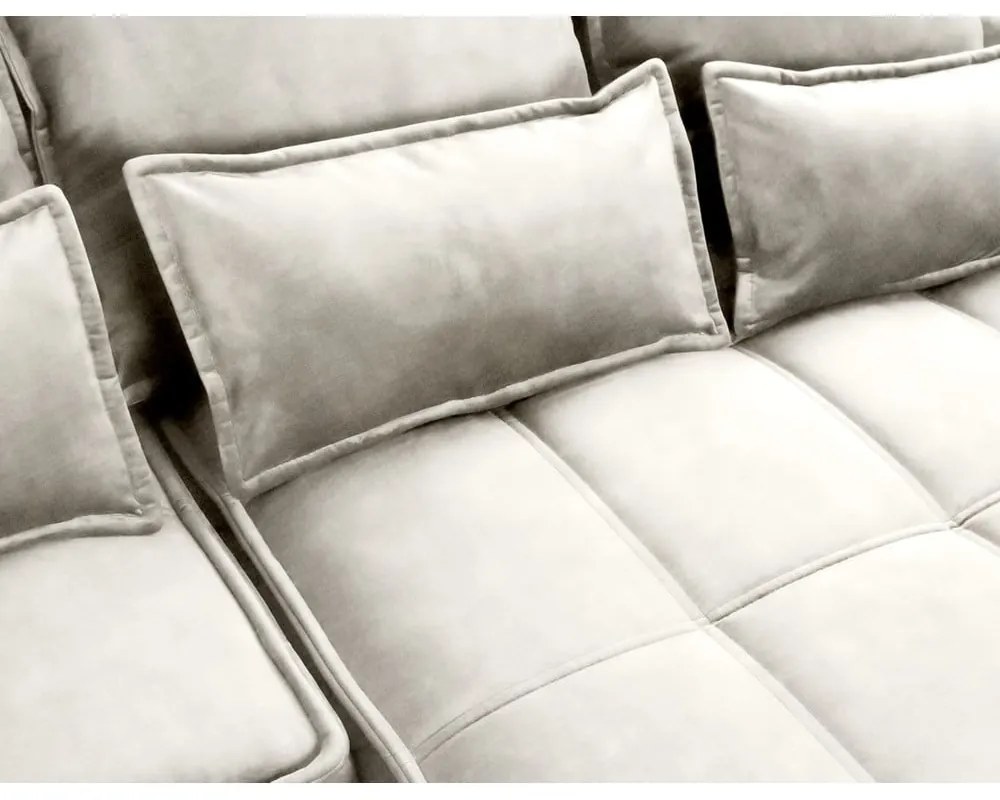 Divano angolare beige allungabile/con contenitore (con penisola a destra/con chaise lounge) e rivestimento in velluto Campo – ELTAP