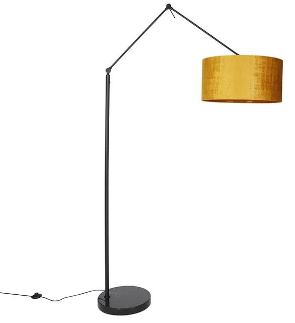 Lampada da terra moderna nera con paralume dorato 50 cm - Editor