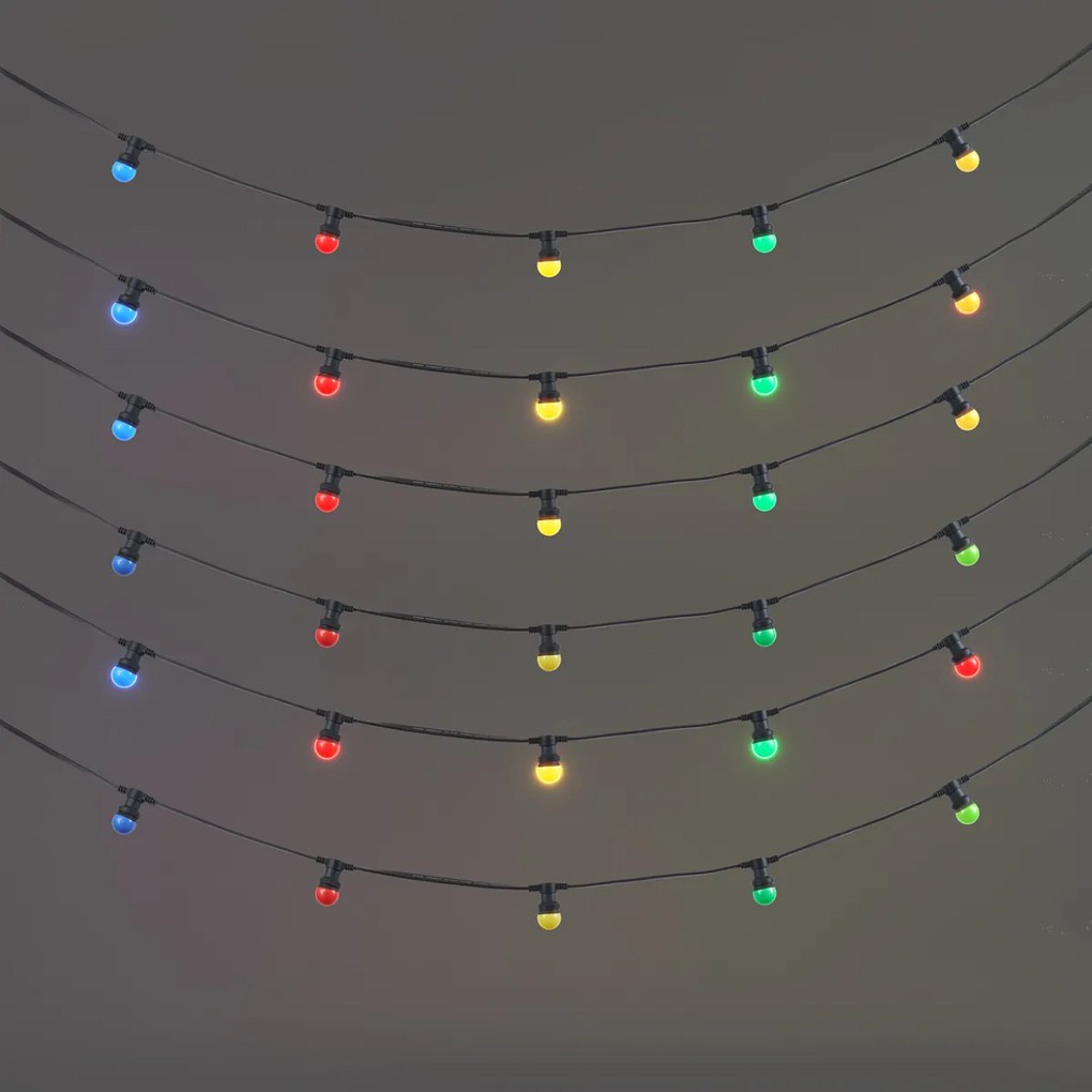 Ghirlanda luminosa collegabile nera con spina 14m incl. 30 luci E27 IP64 - Lubber