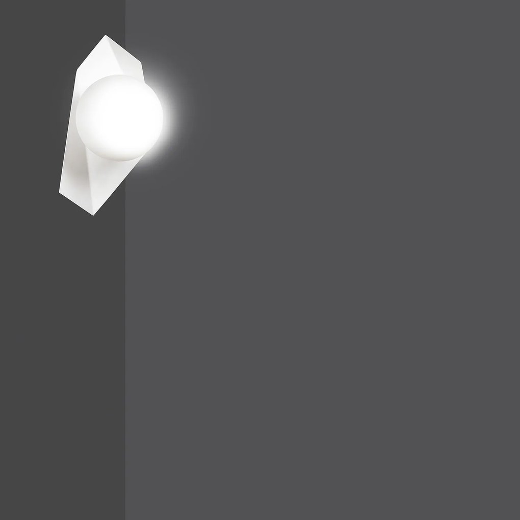 Applique Moderna 1 Luce Parvati In Acciaio Bianco E Sfera Vetro Opalino