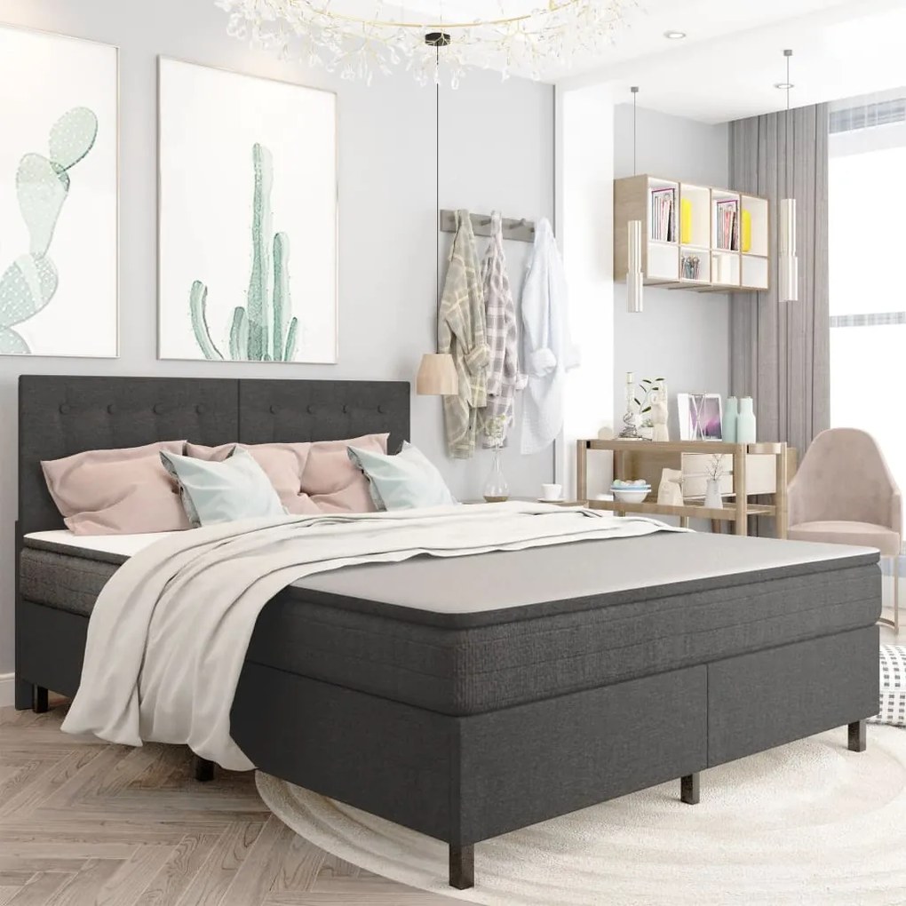 Letto A Molle Grigio Scuro İn Tessuto 180x200 Cm /