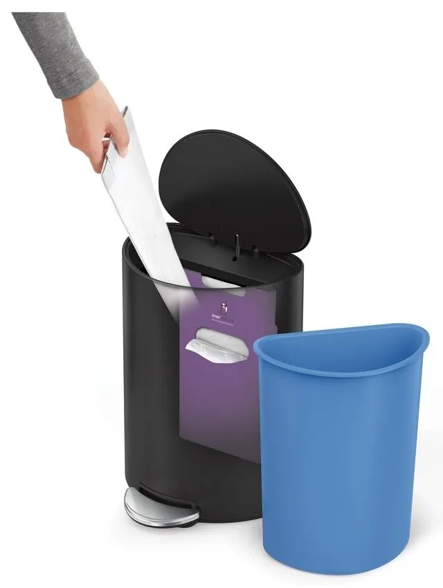 Cestino in metallo nero opaco con pedale 6 L - simplehuman