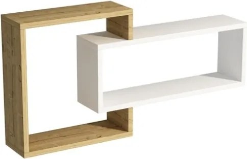 Mensola Sospesa 2 Vani A Cubo 87x15x44 Dante Bianco E Rovere Chiaro