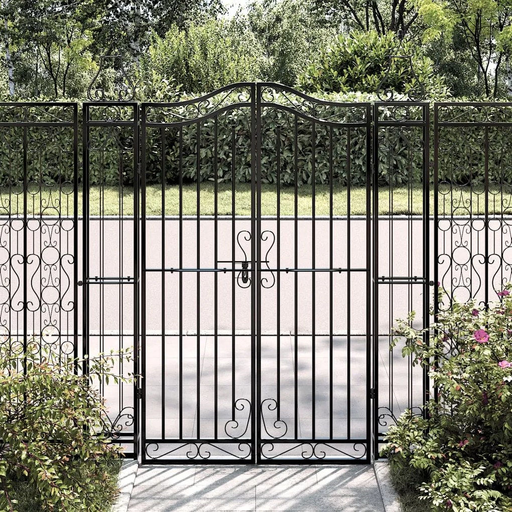 Cancello Da Giardino Nero 121x8x150 Cm İn Ferro Battuto /