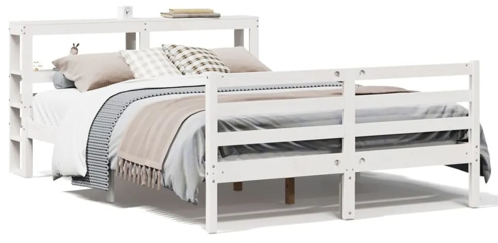 Letto Senza Materasso Bianco 140x190 Cm Legno Massello Di Pino /