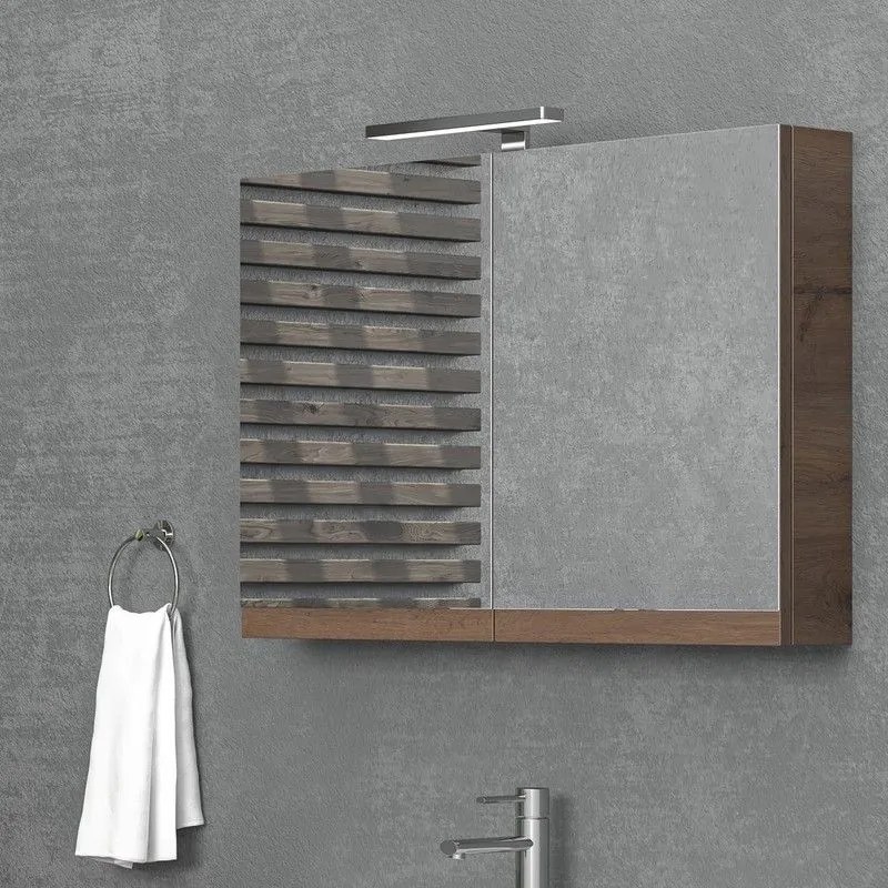 Kamalu - specchiera bagno contenitore 90 cm con 2 ante nel-90