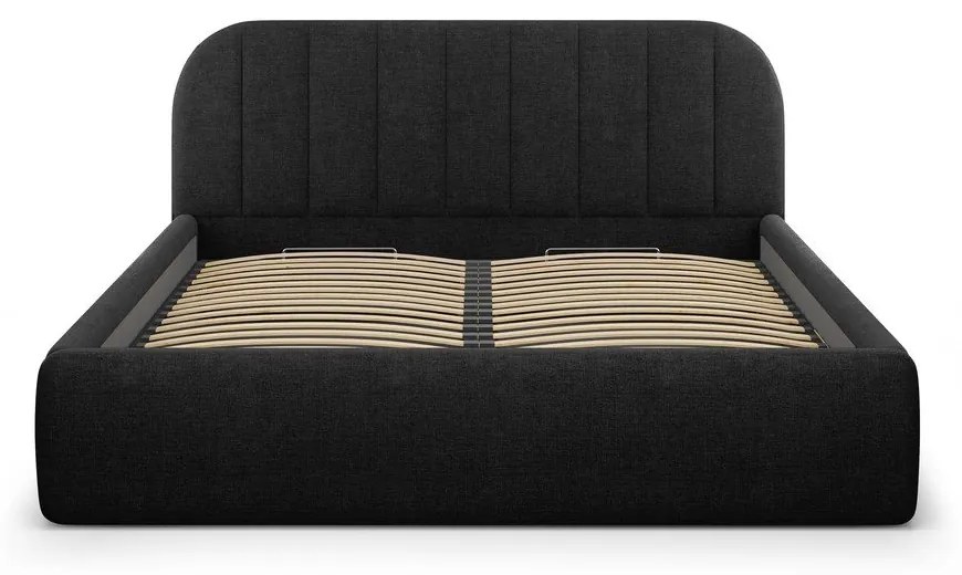 Letto matrimoniale imbottito nero con contenitore con rete inclusa 160x200 cm Juno – Windsor & Co Sofas