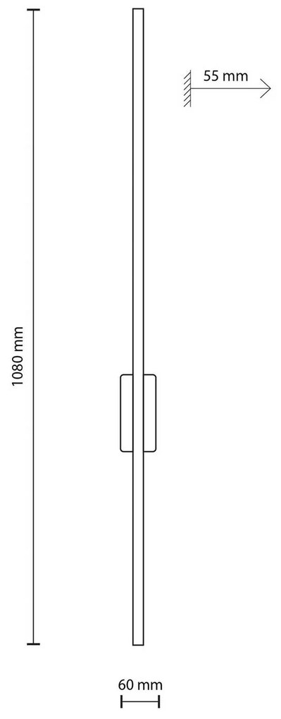 TK Lighting Applique a LED Flash, nero, altezza 108 cm metallo a 1 luce