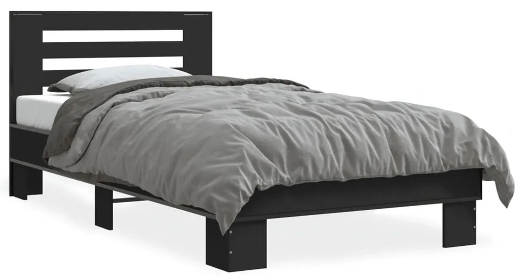 Giroletto Nero 90x200 Cm İn Legno Multistrato E Metallo /