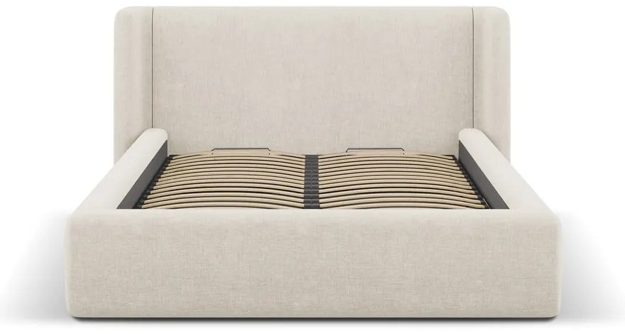 Letto matrimoniale imbottito color crema con contenitore con rete inclusa 140x200 cm Jason – Windsor &amp; Co Sofas