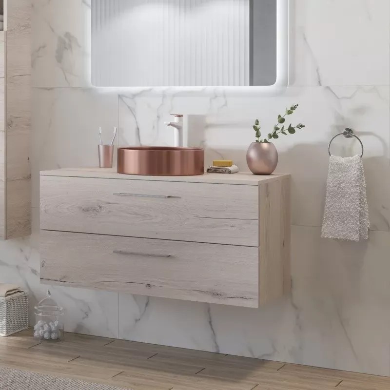Mobile bagno sospeso da 100 cm due cassetti soft close EL-100P - KAMALU