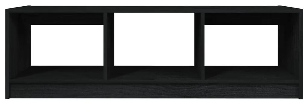Tavolino da salotto nero 110x50x34 cm legno massello di pino