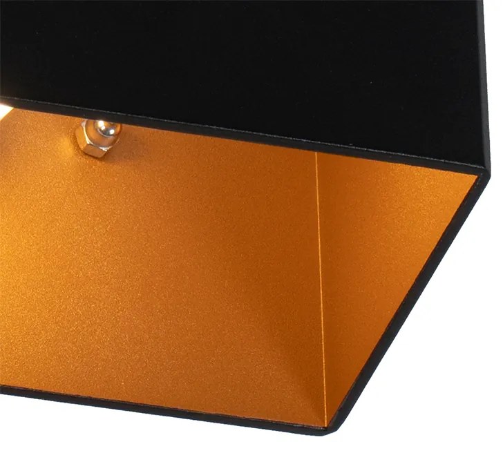 Applique moderna nera con interno oro rettangolare - Alone