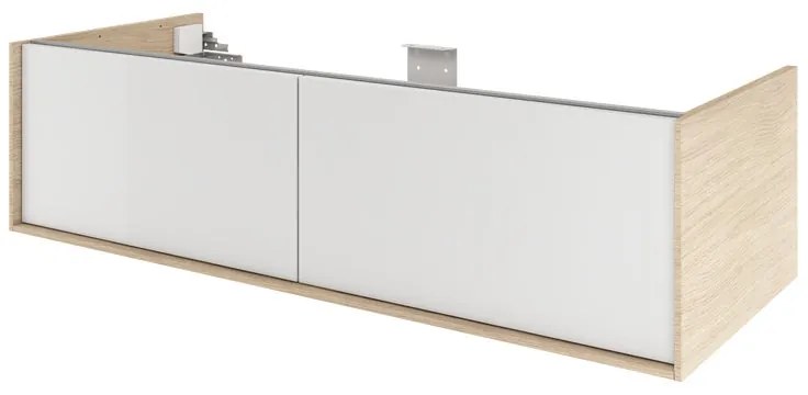 Mobile da bagno sotto lavabo SENSEA Neo Frame bianco e rovere naturale laccato lucido L 120 x H 32 x P 48 cm 2 cassetti, lavabo non incluso