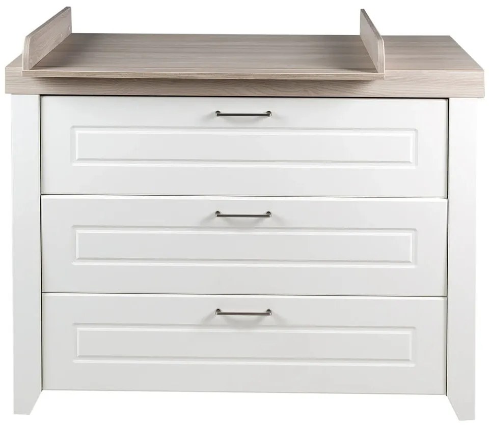 Cassettiera bassa per bambini bianca in olmo con fasciatoio 120x98 cm Felicia - Roba