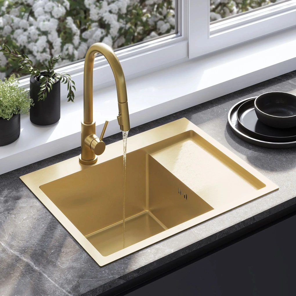 Lavello in acciaio Fin BRUSH GOLD