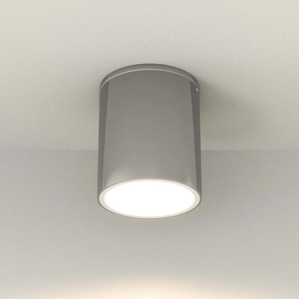 Applique da soffitto Cilindrica PAR30 IP54 in Alluminio e Vetro INOX