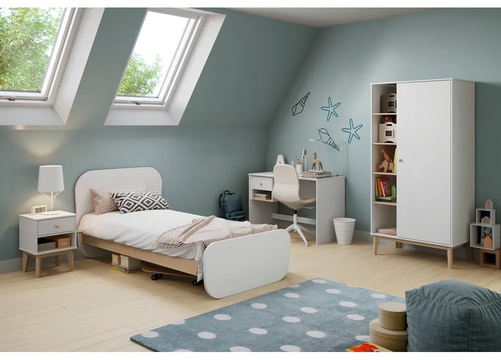 Letto per bambini bianco/naturale in pino 90x190 cm Esteban - Marckeric