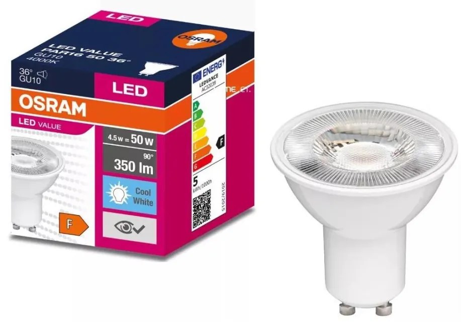 Lampadina LED VALUE PAR16 GU10/4,5W/230V 4000K 36° bianco - Osram