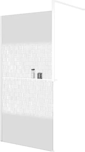 Box doccia walk-in Elidesign, vetro serigrafato 8 mm, L max 160 cm x H 200 cm, profilo bianco