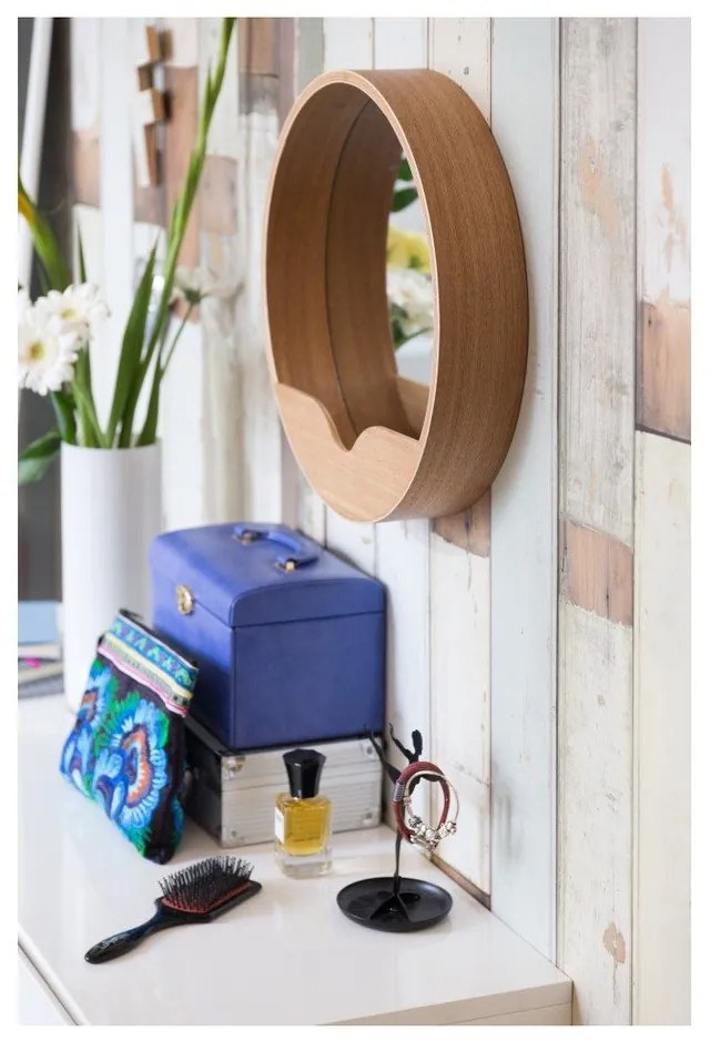 Specchio da parete con vano portaoggetti Round Wall, ⌀ 40 cm - Zuiver