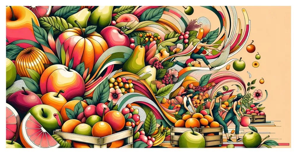 Quadro su tela – Raccolta di frutta