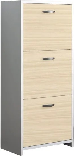 Scarpiera 3 ante apertura a ribalta, doppia profondità L 50 x H 113 x P 25 cm 12 paia, olmo