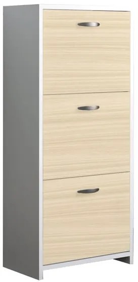 Scarpiera 3 ante doppia profondità L 50 x H 113 x P 25 cm 12 paia, beige