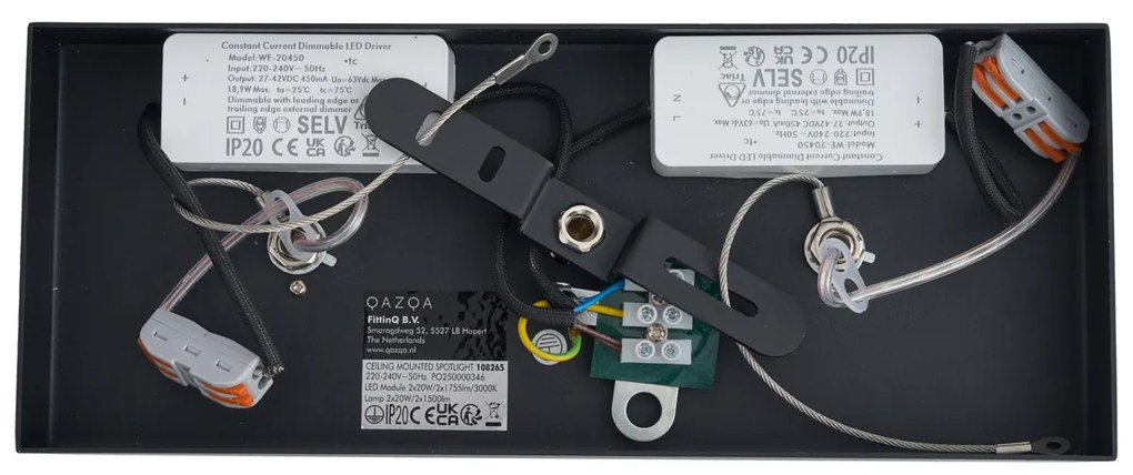 Faretto moderno da superficie nero con LED dimmerabile a 2 luci - Apollo