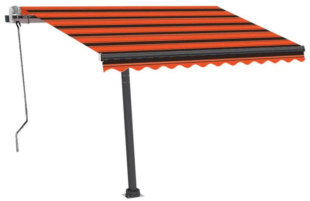 Tenda da Sole Retrattile con LED 350x250 cm Arancione e Marrone