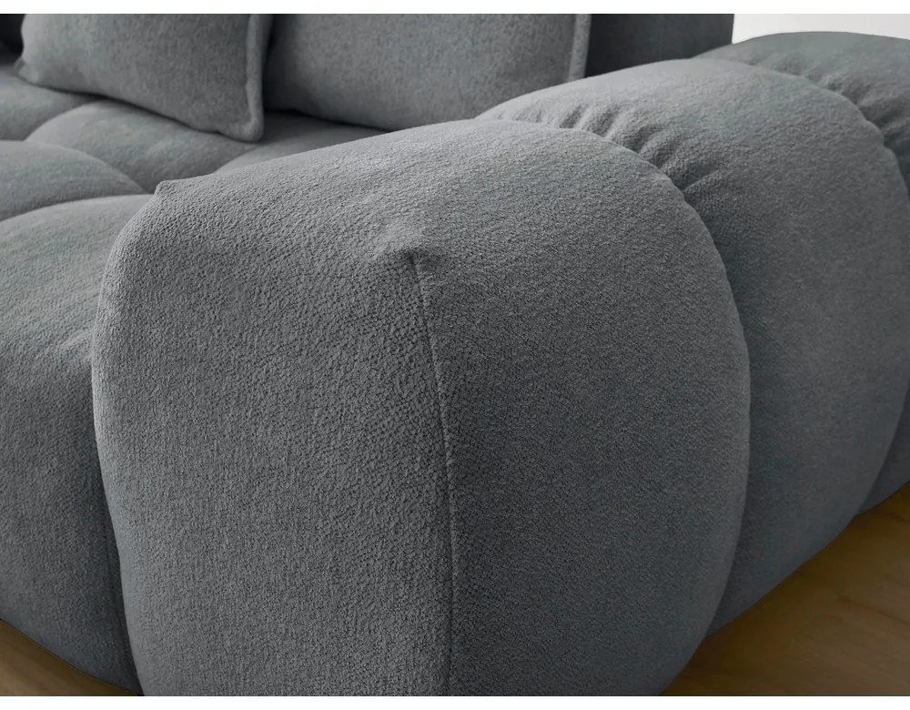 Divano angolare grigio scuro allungabile e con contenitore (penisola a sinistra/a L) con rivestimento in ciniglia Everest – Bobochic Paris