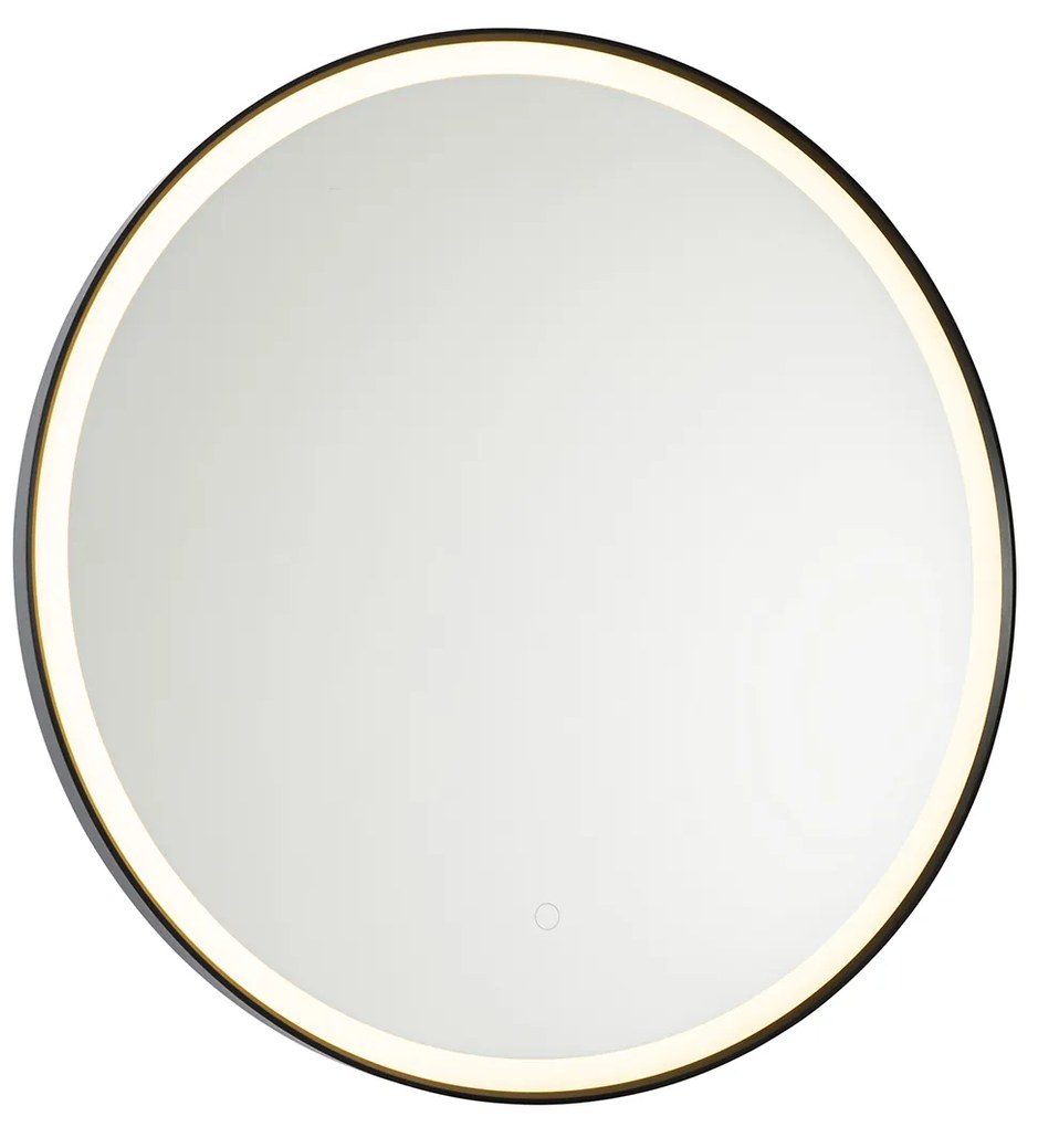 Specchio da bagno nero 70 cm con LED e dimmer touch - Miral