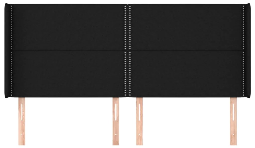 Testiera ad orecchio nera 163x16x118/128 cm in tessuto